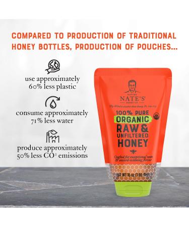 Nature Nate's 100% Pure Organic Raw Honey - 32 oz No-Drip Squeeze Pouches | USDA Certified, No Additives - Buy Online on SooperMarket.com
