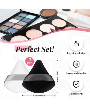 Patelai 2 Pcs Triangle Powder Puff Set - Soft & Reusable Makeup Sponges for Loose Powder & Foundation - Black & White - Buy Online on SooperMarket.com