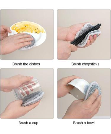 Tainrunse Sponge Wire Dishcloths Double-ply Cleaning Pads 5/10 Pcs Dishwashing Rags for Wet Dry Multipurpose Double-sided Non Scratch Dishcloth Silver 5pcs 5pcs Silver - Buy Online on SooperMarket.com