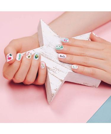 2800-Piece Mixed Summer Holiday Nail Art Stickers | 3D Flamingo, Cactus, Fruits, Leaves | Self-Adhesive Nail Decals with Tweezers - Buy Online on SooperMarket.com
