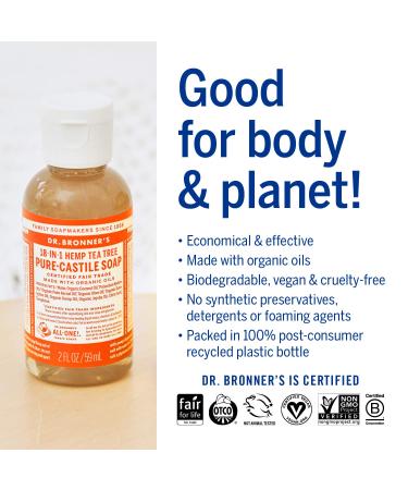 Dr. Bronner's Liquid Soap - Tea Tree 60 ml | Natural Antibacterial Cleanser - International Shipping Available - Buy Online on SooperMarket.com