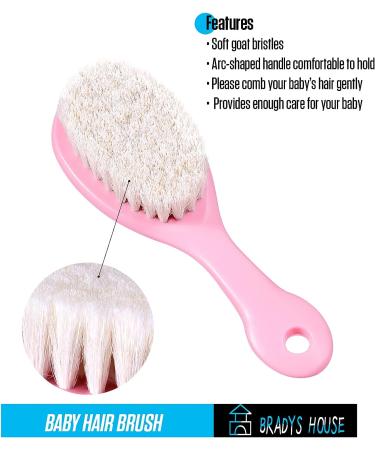 BRADYS HOUSE 3 Piece Baby Hair Brush and Comb Set - Pink for Newborns and Toddlers - Buy Online on SooperMarket.com