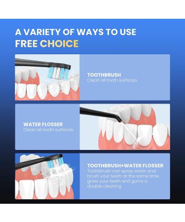 3-in-1 Water Dental Flosser & Electric Toothbrush - 4 Modes, Portable & Travel-Friendly (Black) - Buy Online on SooperMarket.com