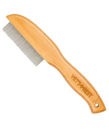 Vet's Best Flea Comb Real Bamboo with Contour Grip Handle for Dogs and Cats