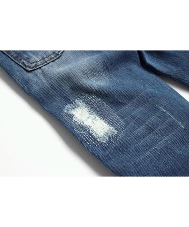 KIDSCOOL SPACE Baby Girl Boy Slim Jeans | Elastic Band Ripped Denim Pants 6-12 Months Blue-2047 - Buy Online on SooperMarket.com