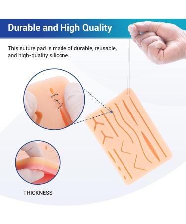 Alcedo Suture Practice Kit for Medical Students - Complete 32-Piece Set with Large Suturing Pad, Tools, and Threads - Ideal for Practice and Demonstration - Buy Online on SooperMarket.com