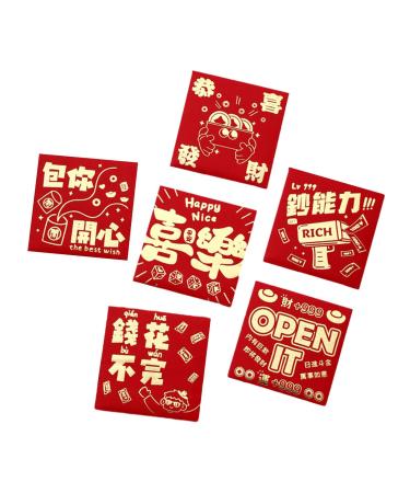6 Pieces Chinese Lunar New Year Red Envelopes Hong Bao Small Square 2024 Year of Dragon Gifts Red Packets for Graduation G Style G