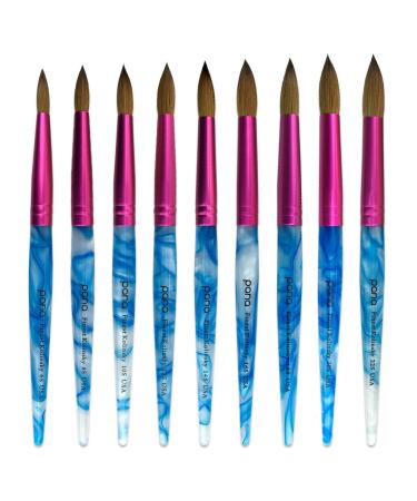 PANA USA Size 8 Acrylic Nail Brush - Pure Kolinsky Hair, White Swirl Blue Handle - Buy Online on SooperMarket.com