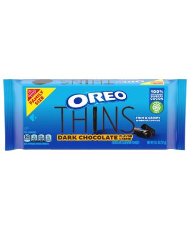OREO Thins Dark Chocolate Flavored Creme Sandwich Cookies, Family Size, 13.1 oz