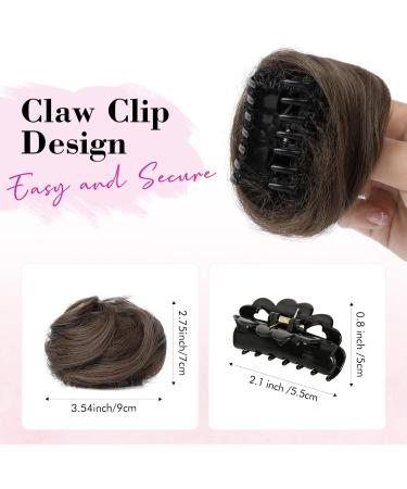 REECHO 2 PCS Mini Claw Clip in Messy & Cat Ears Hair Bun Extensions Wig Accessory Updo Hairpieces for Women Girls (Pack of 2-3.5" Wavy Medium Brown with Highlights) Pack of 2 - 3.5" Wavy Medium Brown with Highlights - Buy Online on SooperMarket.com