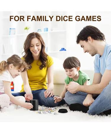 PU Leather Dice Cup with Lid and Felt-Lined Shaker - Set of 6 Dice Included for Yahtzee and Farkle Board Games - Buy Online on SooperMarket.com