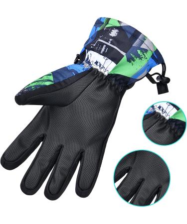 Winter Ski Gloves RunRRIn | Waterproof & Breathable Snow Gloves for Men, Women, and Kids | Black-Blue | Size L (Fits Boys 11-15 years old) - Buy Online on SooperMarket.com