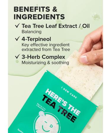 I DEW CARE Sheet Mask Pack - Here's The Tea Tree | with Tea Tree Leaf Extract Soothing Balancing Korean Face Mask Set for Oily & Sensivitive Skin Hydrating Moisturizing (10 Count) 05 Here's The Tea Tree - Buy Online on SooperMarket.com