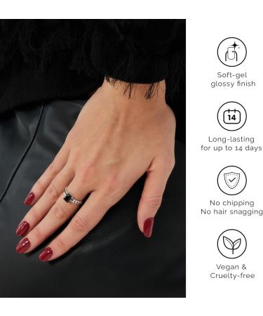 NAILOG Semi Cured Gel Nail Strips Extra Long Nail Polish Strips (20 Pieces) Long Lasting Semi Cured Nail Stickers with Soft Glossy Gel Finish Rouge Noir - Buy Online on SooperMarket.com
