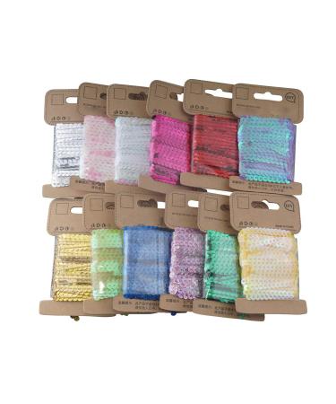 ALLinONE Mixed 12 Colors 5mm Flat Sequin Trim String Sequins for DIY Craft Embellishments