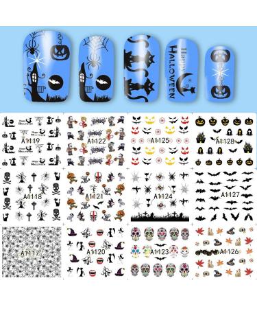 48 Sheets Halloween Nail Art Stickers - Spooky Pumpkin Bat Ghost & Skull Designs - Kalolary Water Transfer DIY Decals for Halloween Nail Decor - Buy Online on SooperMarket.com