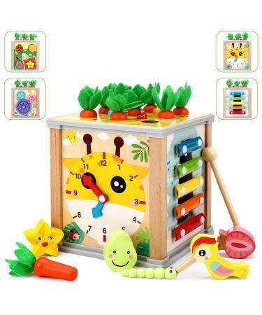 Rubessia motor cubes motor toys from 1 year activity cubes 6 in 1 wooden toys activity center baby learning toys activity toys motor loop for birthdays