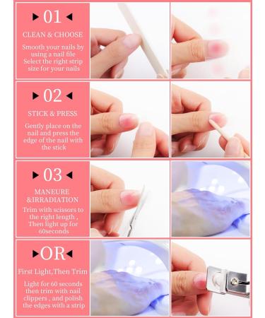 Kalolary 32PCS Cured Gel Nail Polish Strips Adhesive Full Wrap Gel Nail Art Sticker Waterproof Gel Nail Wrap Stickers with Nail File and Stick(UV/LED Lamp Required) (Pink Transparent) - Buy Online on SooperMarket.com