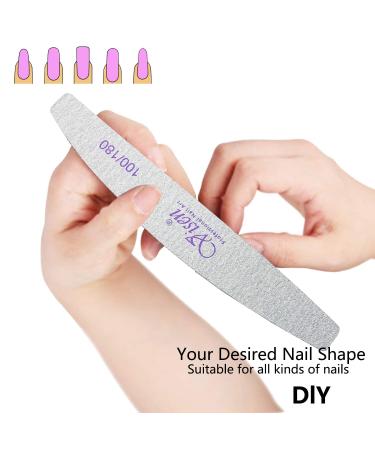 25 Pcs Washable Double Sided Nail Files | 100/180 Grits Emery Boards for Acrylic, Gel Nails | Professional Nail Styling Tools for Home and Salon - Buy Online on SooperMarket.com