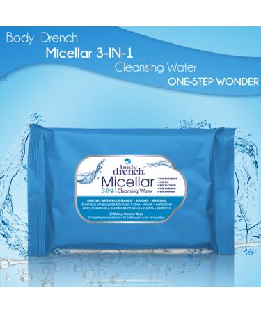 Body Drench Micellar 3-In-1 Cleansing Water & Makeup Remover Wipes - 6 Packs of 30 Count Wipes - Buy Online on SooperMarket.com