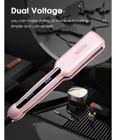 ANGENIL Argan Oil Flat Iron & Curling Iron - Dual Voltage Ceramic Straightener for Thick Hair - 1.6 Inch Quick Styling - Professional Portable Design - Buy Online on SooperMarket.com