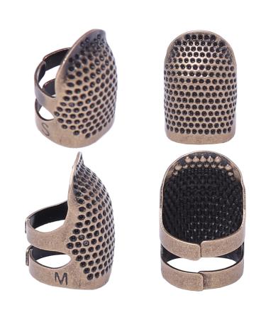 J.CARP 4Pcs Sewing Thimble  Metal Copper Sewing Thimble Finger Protector  Adjustable Finger Shield Ring Fingertip Thimble Sewing Quilting Craft  Accessories DIY Sewing Tools (2 Sizes  S/M) Style1-Copper 4Pcs