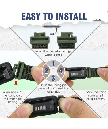 Fitbit Inspire Nylon Sport Loop Bands Set - Dark Black/Navy Green/Iron Grey/Official Black/New Midnight Blue - Soft Breathable Replacement Straps for Women Men Kids - Buy Online on SooperMarket.com