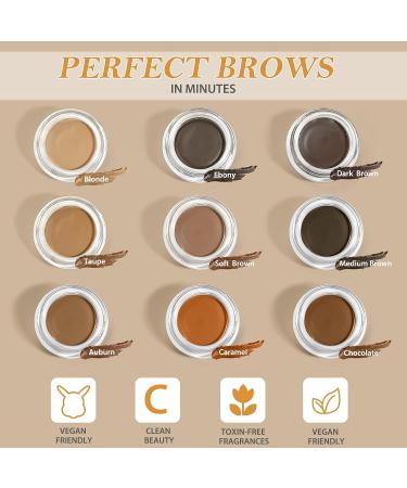 Bushy Eyebrow Stamp Stencil Kit - 20 Stencils, Waterproof Pomade & Dual-ended Brush in Soft Brown - Buy Online on SooperMarket.com