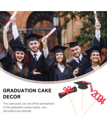 HOLIDYOYO 12pcs 2024 Graduation Season Cake Insert Graduation Cake Toppers Graduation Party Decorations Top Hat Party Supplies Grad Party Cupcake Topper Paper Cup Dessert Props Red - Buy Online on SooperMarket.com