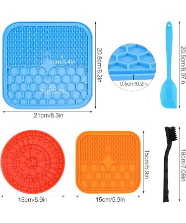 Hysagtek 3 Pcs Licky Mats for Dogs and Cats Dog Lick Mats Slow Feeding Mat with Suction Cup Puppy Lick Mat Pad for Pet Bathing Grooming Training with 1 Spatula + 1 Brush - Buy Online on SooperMarket.com