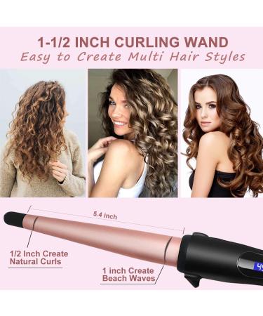Curling Wand 13-25MM Curling Tongs Tapered Curling Iron with Adjustable Temperature Professional Hair Curler with Glove Dual Voltage - Buy Online on SooperMarket.com