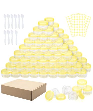 100 pieces of jaws 5ml empty can mini clear cremal trial transparent cremeglas cosmetic bottle container with screw cap rice set used for lip balm lotion yellow 100 pieces yellow