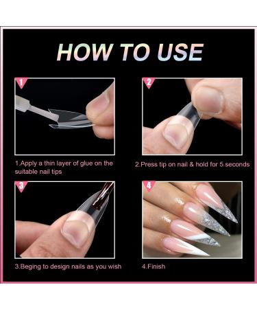 600PCS Clear Short Stiletto Nail Tips - Acrylic False Nail Tips for Salons & DIY Nail Art - 10 Sizes - Buy Online on SooperMarket.com