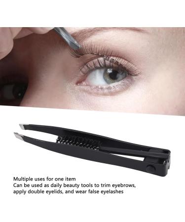 Verdant Touch Mini Slant Tweezer 2 in 1 Multifunctional Eyebrow Tweezer with Comb Slant Tip Mini Grooming Tool for Eyebrows Facial Hair Eyelashes Black - Buy Online on SooperMarket.com