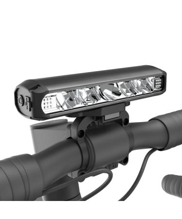 Uppel bicycle light front 2600 lumens USB C loading connection 5 LEDs 4-light modes bicycle lamp front waterproof simple installation best aluminum bicycle lighting for night ride black