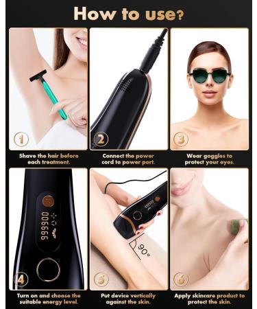 IPL Hair Removal Laser Device for Men & Women - 999 900 Pulses 2 Modes 5 Energy Levels - Painless & Permanent Hair Removal for Body Face & Bikini - Buy Online on SooperMarket.com