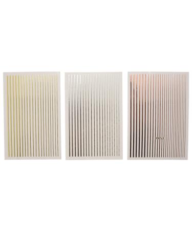 Mengmen Gold 3D Nail Sticker Stripe Lines Adhesive Striping Tape Nail Art Gold Silver 3Pc Nail
