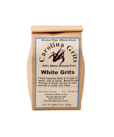 Carolina Grits Company Traditionally Stone Ground Carolina Grits Whole Grain and Gluten Free (White 1 Pack (16 ounces))