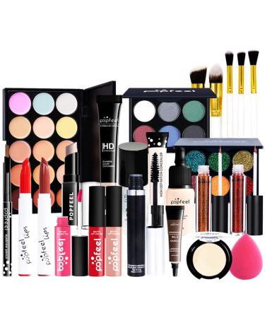 FantasyDay All-in-one Makeup Set Gift Surprise | Full Makeup Kit for Women Cosmetic Essential Starter Bundle Include Eyeshadow Palette Lipstick Blush Foundation Concealer Face Powder Lipgloss Brush kit003C