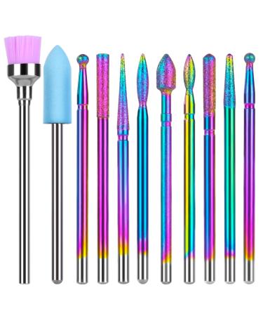 Uraqt 11 pieces of electric nail cutter bits set professional cuticle grinding head set bit nail miller attachments set for electrical nail file manicure pedicure nail care multicolored/b