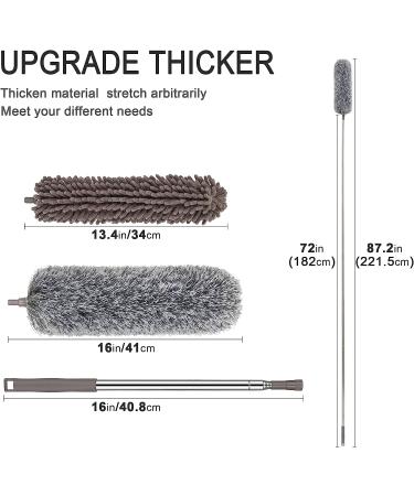 VMVN Microfiber Duster with Extension Pole - Reusable Ceiling Fan & Blade Cleaner | Gray - Buy Online on SooperMarket.com
