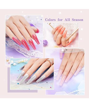 Pink Nude Glitter Poly Gel Nail Kit with Lamp - Easy Quick Builder Gel with Rhinestone & Dual Forms - Complete Poly Nail Gel Kit in Nude Pink Colors - Buy Online on SooperMarket.com