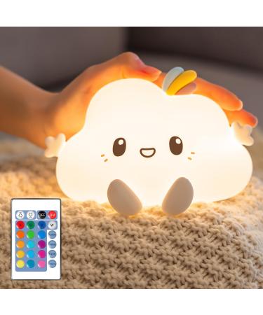 Cute Cloud Night Light Kids 16 Colors+Remote Baby Night Light Newborn Dimmable Kids Night Light Kids Lamp for Bedroom Rechargeable Nightlight for Children Nursery Decoration Christmas Gifts for Kids A-cloud