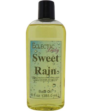 Sweet Rain Bath Oil by Eclectic Lady - Scented Bath Oil - Relaxing & Moisturizing Bathing Oil - Fragrance Body Oil For Dry & Rough Sensitive Skin - Body Daily Nourishing Shower Oil (8 oz) 8 Ounce