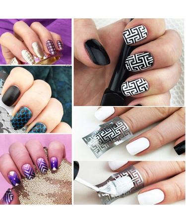 Dokpav 144 Pcs Nail Vinyl Stencils Set - 72 Unique Designs for Nail Art Decoration | DIY Nail Design Tools Decals - 24 Sheets - Buy Online on SooperMarket.com