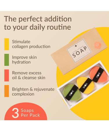 Yoove Fresh Fruit Soap 3-Pack | Antioxidant Rich Pomegranate Passion Fruit & Citrus Bar Soap for Nourished Radiant Skin | Natural Exfoliating Scrubber - Buy Online on SooperMarket.com