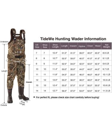 TIDEWE Hunting Waders with Boot Hanger & 600G Insulation | Waterproof Neoprene Chest Waders | Realtree Max 5 | Size 10 - Buy Online on SooperMarket.com