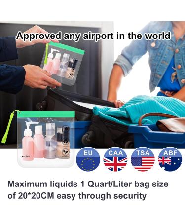 EcoHub Airport Security Liquids Bags - 2 Pack Clear EVA Toiletry Bag for Travel - Airline Approved Zip Lock Bags with Carrying Handle - Green - Buy Online on SooperMarket.com