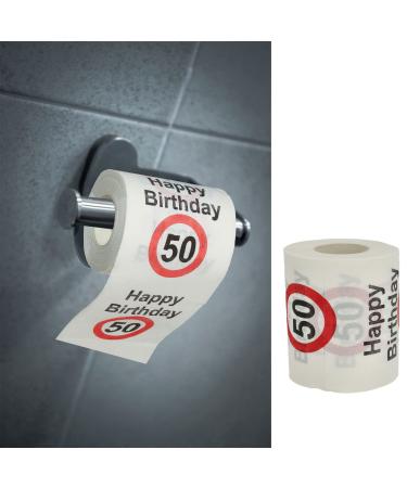 Toilet paper "Happy Birthday" 50th birthday 24 meters 2-ply 180gr/sqm Toilet paper motif paper WC paper (1 x toilet paper 50)