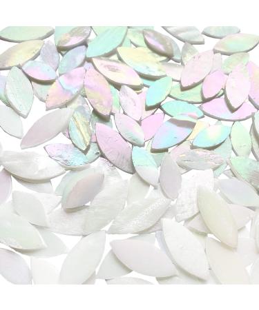 KALUCION 120 Pcs Iridescent White Petal Mosaic Tiles - Stained Glass Flower Petals Kit for Mosaics and Crafts - Buy Online on SooperMarket.com